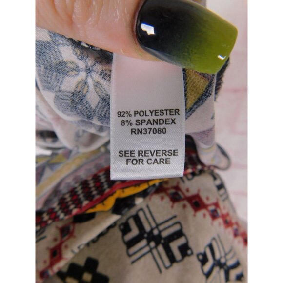 Cato Woman 18/20W Boho Tribal Print Tunic Top Long Sleeve Tie Neck - Picture 11 of 12